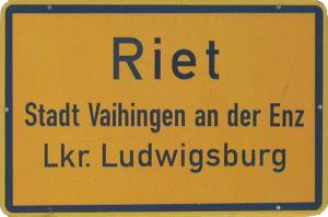 Ortsschild von Riet, Stadt Vaihingen an der Enz, Lkr. Ludwigsburg